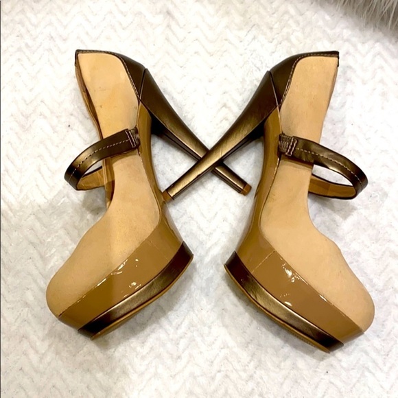 Jessica Simpson Mary Jane Suede Leather platform heels SZ 7 - Picture 4 of 6